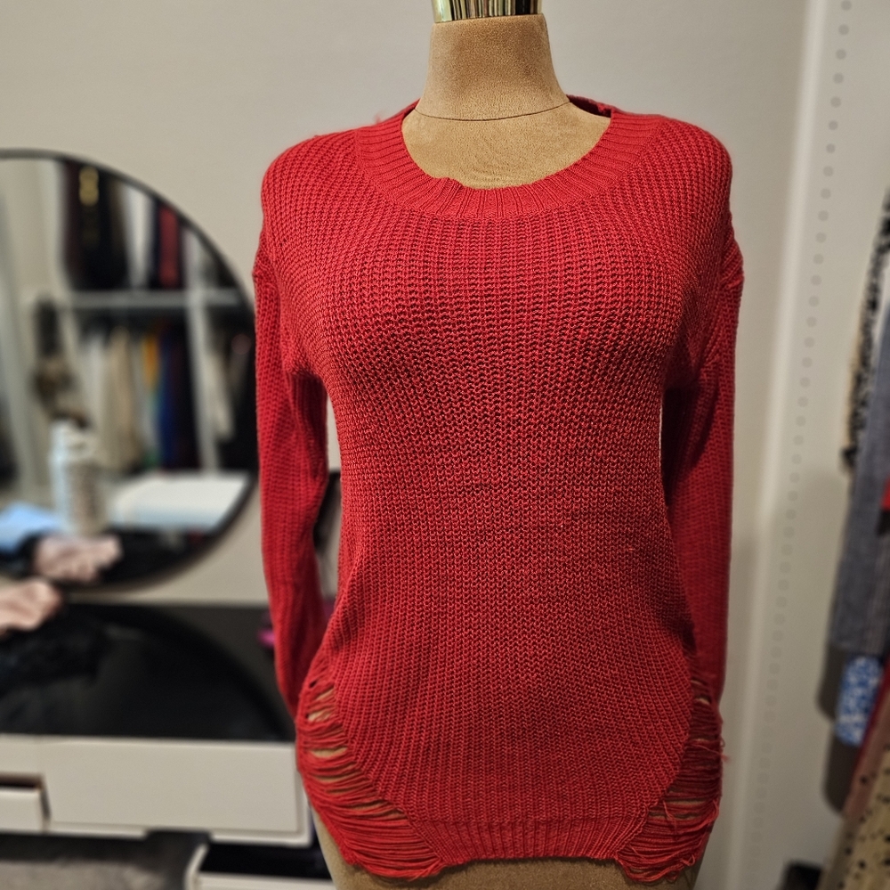 Red ripped/distressed sweater